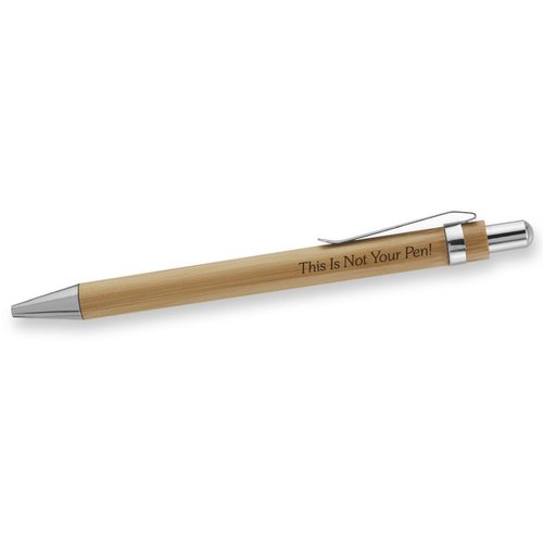 Dimension 9 Eco-Friendly Laser Engraved Personalized Bamboo Name Ballpoint Plunge-Action Pen with Chrome Accents - This Is Not Your Pen! (BBPEN-This Is Not Your Pen!)