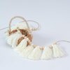 Vgaruint White Yarn Banner - Cream Wood Bead Tassel Garland Boho Decor, Boho Nursery Wall Hanging, Christmas Decor, Baby Bridal Shower Party Supplies
