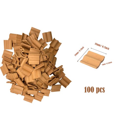 Cayway 100 PCS Mini Red Roof Tiles Model Building Set, 18mm Fake Tiles Model Sand Table Micro Landscape Accessories DIY Dollhouse Bricks Diorama Fairy