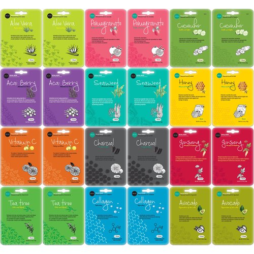 Celavi Collagen Facial Face Mask (24-Sheets) Classic Korean Skincare