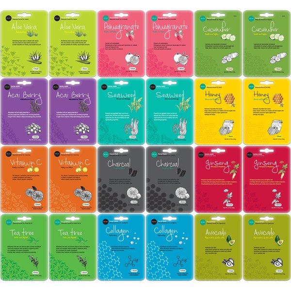 Celavi Collagen Facial Face Mask (24-Sheets) Classic Korean Skincare