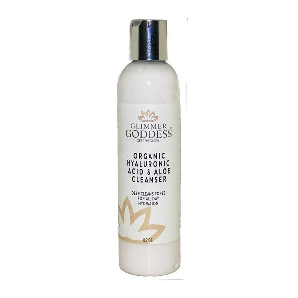 GLIMMER GODDESS Organic Naturally Exfoliating Anti-Aging Face Cleanser with Micro Jojoba Pearls, 8 oz