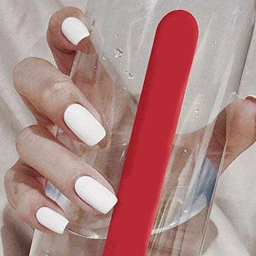 Campsis White Press on Nails Matte Coffin Long Acrylic Fake Nails Clips Cute False Nail Daily for Women and Girls (Pack of 24)
