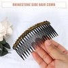 VOCOSTE 2pcs Rhinestone Side Hair Comb, 20 Teeth and 24 Wide Teeth Side Combs, Faux Crystal Plastic Slide Combs for Women's Fashion Accessories, Champagne