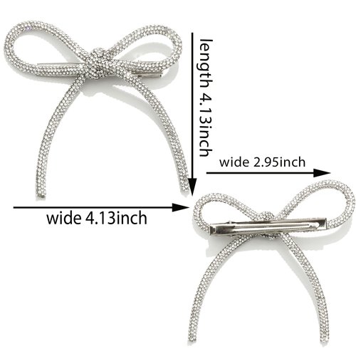 AOREAS 2PCS Bow Hair Clips Rhinestone Bowknot Clips Crystal Hair Pieces for Women Vanlentine Mothers' Day Party Halloween, Beige