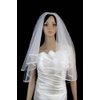Bridal Wedding Veil White 2 Tier Fingertip Length 1/4in Satin Ribbon Edge