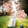 KatchOn, Rose Gold 15 Balloons Number - Big, 40 Inch | 15 Birthday Balloons with Confetti for Happy 15th Birthday Decorations for Girls | Quinceanera Decorations | 15 Birthday Decorations for Girls