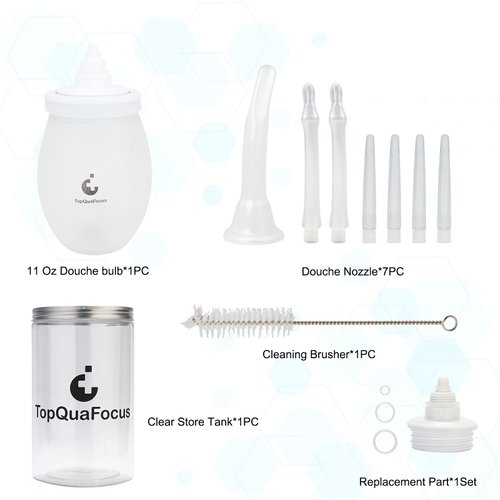 TopQuaFocus 14.5OZ Large Enema Bulb Kit Douche Bulb for Men Women Colon Cleaning Feminine Care Enemas -BPA and Phthalates Free Transparent