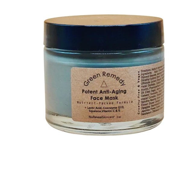 nureveal Skincare - Green Remedy Mask with Blend of Lavender, Peppermint, Aloe Vera, Chamomile and Orange - Vegan & Cruelty Free, Brightening & Exfoliating Face Mask – 2oz