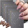 Metallic Moon Star Nail Stickers 8 Sheets Gold Silver Nail Art Stickers 3D Self-Adhesive Cloud Sun Star Nail Art Design Supplies Starlight Moon Charm Nail Decals for Women Acrylic Manicure Decoration