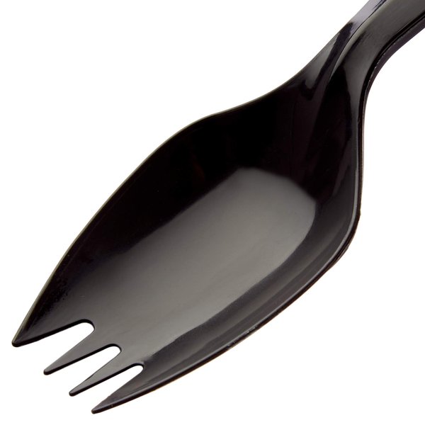 BPA-Free Black Disposable Sporks 100 Pk. Recyclable, Eco-Friendly and Kid-Safe 2-in-1 Utensils Built Strong to Last Large Meals. Great for School Lunch, Picnics or Restaurant and Party Supply (100)
