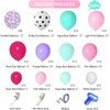 Amandir 152pcs Surprise Party Balloons Garland Arch Kit, Rose Red Aqua Blue White Polka Dots Confetti Latex Balloon for Spa Girls Surprise Birthday Baby Shower Decorations Supplies & 4 Balloon Tools