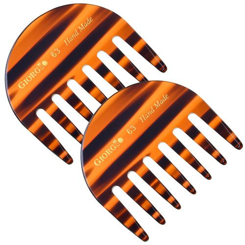 GIORGIO Wide Tooth Comb Detangling Comb, Pocket Comb and Travel Comb for Women and Men, Handmade, Saw-Cut, and Polished - Cellulose Acetate, Unisex, All Hair Types, 2 Pack