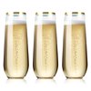 MR.FOAM 9oz Plastic Champagne Flutes, 12 Pack Stemless Disposable Toasting Glasses,Shatterproof Crystal Clear Glasses Cocktail Cups Ideal for Wedding and Shower Party Supplies (Gold Rim)