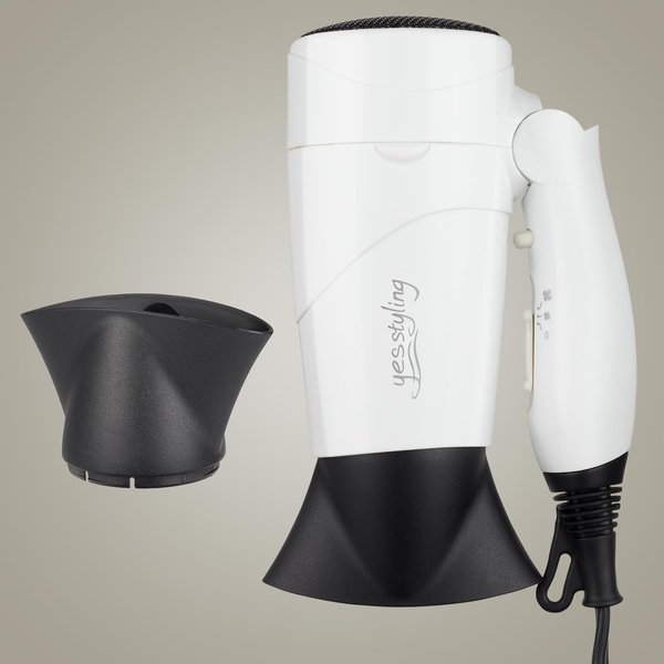 Travel Compact Hair Dryer, 1875W Lightweight Blow Dryer with Detachable Handle,1 Nozzle, 2 Heat Settings, 2 Speed Slide Switch, Cool Shot Button, Fast Drying for Family, Student (White)