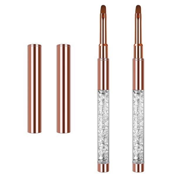 Giantree 2Pcs Nail Art Clean Up Brushes, Gel Nail Brush, Nail Drawing Pen, Professional Nail Painting Brushes for Nail Art Design Painting DIY and Cleaning Polish Mistake on the Cuticles