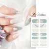 Wsiliana 84pcs Full Nail Wraps Art Polish Strips Stickers Self-Adhesive Green White Gradient Glitter Stick with 3D Design for Women Girls Sticky DIY Decals 6 Sheets (06)
