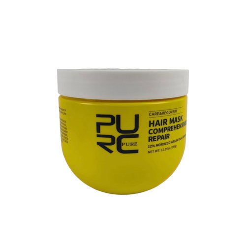 PURC Argan Oil Hair Mask for Dry, Damaged Hair, 100ml, Organic, Smoothing, Anti-Breakage Leave-In Formula, Yellow