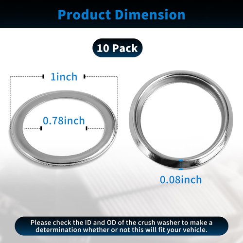 10 Pcs M16 Oil Drain Plug Gaskets Crush Washers Seals Rings Fits for Subaru Outback Legacy Impreza Forester BRZ XV Crosstrek, Replacement for The Part # 803916010, Used for Oil Change