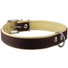 Real Leather Soft Leather Padded Dog Collar (18"-21" Neck; 1" Wide, Brown/Beige)