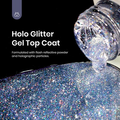 beetles Gel Polish 10ML Glitter Gel Top Coat Holographic Gel Nail Polish Glossy Shiny Reflective Soak Off UV Gel DIY Nail Art Manicure Decoration Design Salon Home Gift for Women Girls