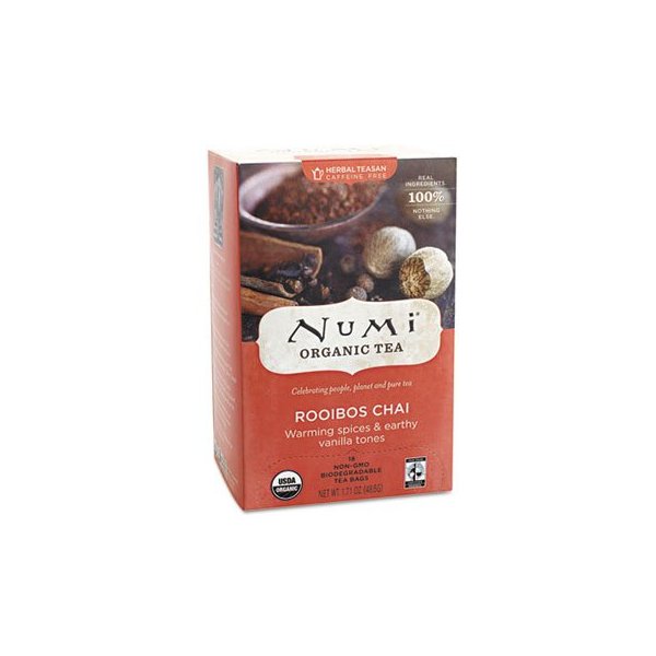 Organic Teas and Teasans, 1.71oz, Rooibos Chai, 18/Box