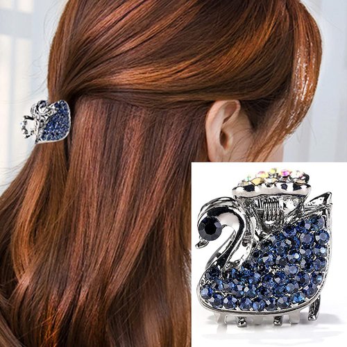 PBQOA 8 Pieces Vintage Claw Hair Clips Small Metal Hair Claws Grippers Crystal Rhinestone Jaw Barrettes Clamps Hair Accessories for Girl and Women