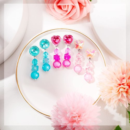 Hicarer 9 Pairs Girls Clip-on Earrings Pretend Princess Play Earrings Jewelry Set (Style 5)