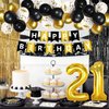 21st Birthday Party Decorations for Him Her Black Gold Happy 21st Birthday Banner Balloons Gold Number 21 Balloon Curtain Backdrop Black and Gold 21 Year Old Birthday Party Supplies for Men Women