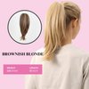 JUVABUN Straight ponytail 15''-Brownish Blonde|Claw Clip In Ponytail Hair Extensions | Synthetic clips pony tails hair extensions |Hair Extensions for Women|Straight ponytail extension real human hair