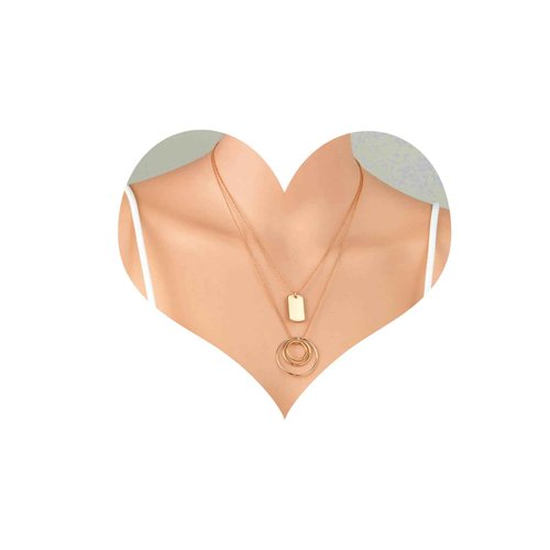 Andelaisi Boho Layered Circle Choker Necklace Long Hollow Circle Necklace Choker Geometric Open Circle Necklace Choker Gold Dog Tag Necklace for Women and Girls