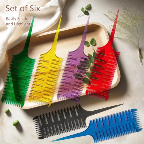 Professional 3-Way Weaving & Sectioning Hair Comb for Women, Plastic Highlighting and Coloring Styling Comb