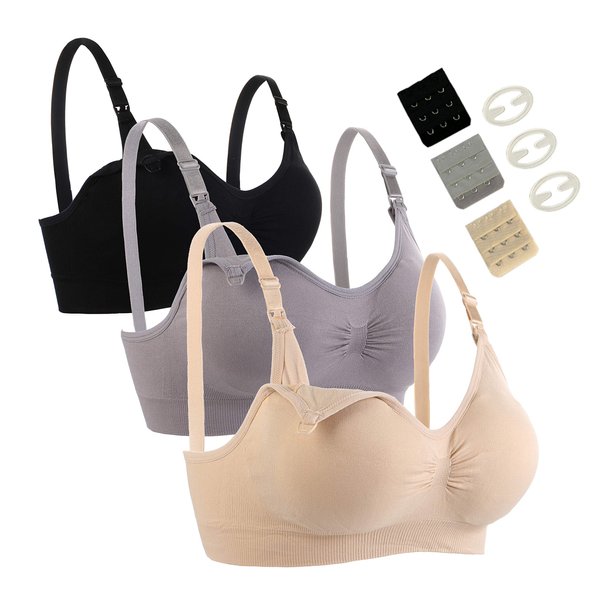 Seitop 3 Pack Nursing Bra for Woman, Seamless Breastfeeding Bras L
