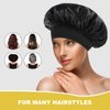 Selalu 2Pcs Satin Bonnet for Sleeping, Silk Hair Wrap for Curly Hair with Elastic Wide Band, Black Satin Bonnet for Women (Black, Red)