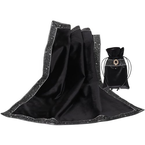 DOARLUO Tarot Cards Bag Divination Tablecloth Star River Lace Thickened Velvet Back Particle Bottom with Tarot Pouch(Purple)