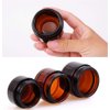 6PCS 5ml Amber Glass Jar Empty Refillable Cosmetic Face Cream Lip Balm Storage Jars Bottle Container Pot with Liners and Screw Black Lid for Make up Essential Oils Lotion