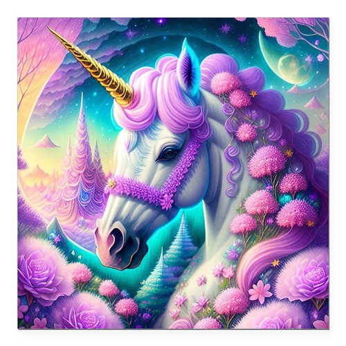 CafePress Fairytale Unicorn Digital Square Car Magnet, Magnetic Bumper Display