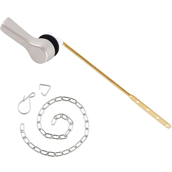 iFealClear Universal Brass Toilet Tank Flush Lever Replacement, Front Mount Toilet Trip Lever with Stainless Steel Flapper Chain for Most Front Mount Toilets, Brushed Nickel
