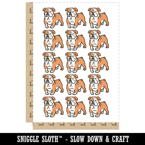 English Bulldog Standing Dog Temporary Tattoo Water Resistant Fake Body Art Set Collection - 15 2" Tattoos (1 Sheet)