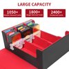 STYLIFING Card Deck Case for Trading Cards, 1800+ MTG Deck Box with Card Supporters & Divider Tabs, Trading Card Storage Box Fits For for YuGiOh, MTG, TCG and Sport Cards (Black & Red)