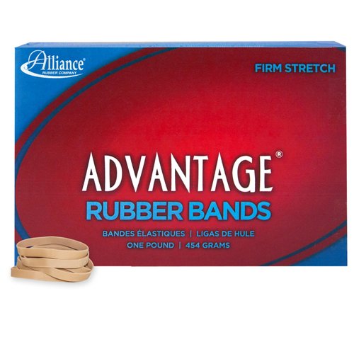 Alliance Rubber 26625 Advantage Rubber Bands Size #62, 1 lb Box Contains Approx. 450 Bands (2 1/2" x 1/4", Natural Crepe),Beige