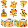 Haooryx Pizza DIY Sticker Roll - 300pcs Kids' DIY Craft Sticker Roll Make Your Own Pizza Reusable Mix And Match Vinyl Waterproof Bullet Journal Student Awards Incentives Water Bottle Page Activity Pad
