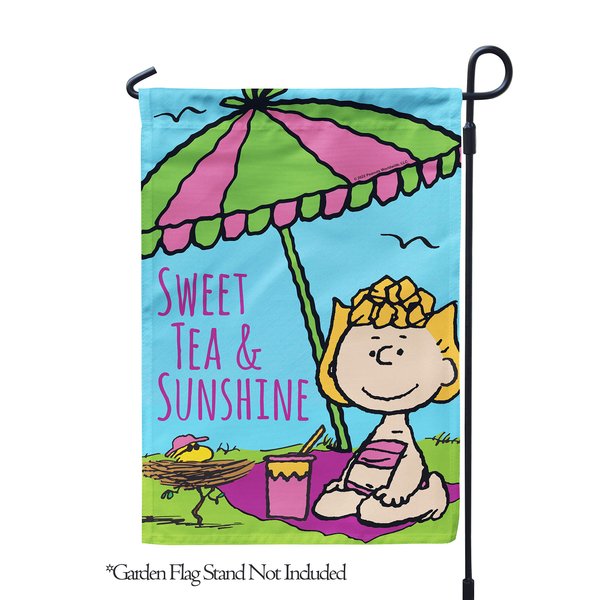 Flagology.com, PEANUTS®, PEANUTS® Sweet Tea & Sunshine Sally – Garden Flag 12.5" x 18", Outdoor Flag, Exclusive Premium Fabric, Officially Licensed PEANUTS®, Summer