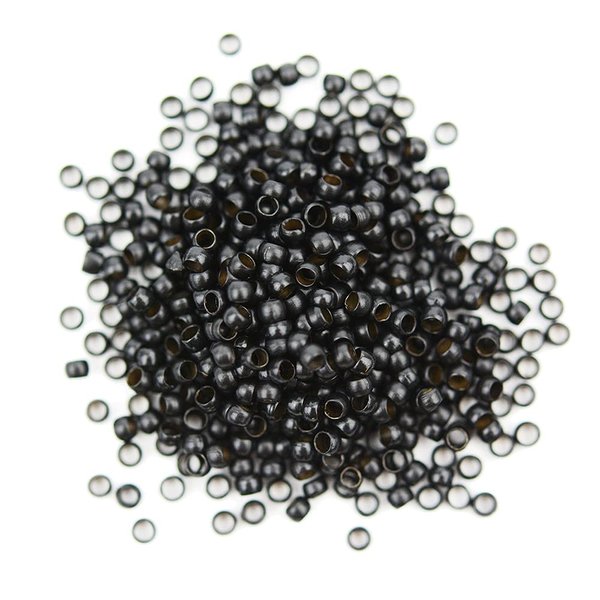 500pcs 2.5mm Copper Ring Micro Links Rings Beads for Hair Extensions Feather Extension Hair Beads (Black)