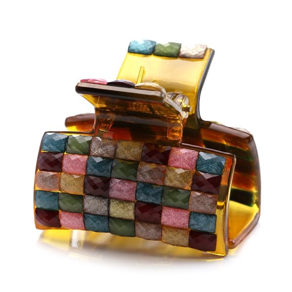 Small Hair Claw Jaw Pin Butterfly Clip Colorful Acrylic Hair Styling Accessories Gift for Women Girlfriend Mom (Brown)