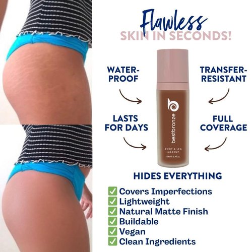 Best Bronze Bombshell Body and Leg Makeup, 3.4 Fl. Oz. (NW42 Tan) - Full Coverage Foundation and Concealer Makeup to Cover Scars, Bruises, Tattoos, Vitiligo, And More