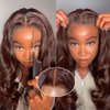 250% Density Wear And Go Chocolate Brown Body Wave Lace Front Wigs Human Hair 5x5 HD Lace Front Wigs For Women Auburn Brown Colored with Baby Hair Glueless Wigs Human Hair Full And Thick 24Inch