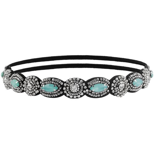 MINACHI Bohemian Beaded Sewn Rice Hair Band with Turquoise Beads, Elastic Cotton Rope, All-Match Face Hair Accessories, Ethnic Style for Women