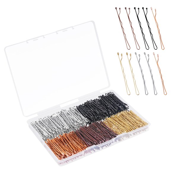 Bobby Pins, 500 Pcs Bobby Pins Brown Blonde Black Hair, 2 Inch Premium Bobby Pin, Secure Hold Bobby Pins with store box, Hair Pins for Women and Girls