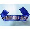 Birthday King Sash Blue, Birthday Sashes for Boys or Men Gold Foil Letter 21st 30th 40th 50th 60th or Any Fun Birthday Party Favors Decorations (Blue Gold)